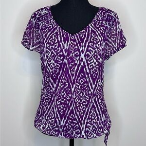 INC International Concepts, blouse, geometric, purple, size s.